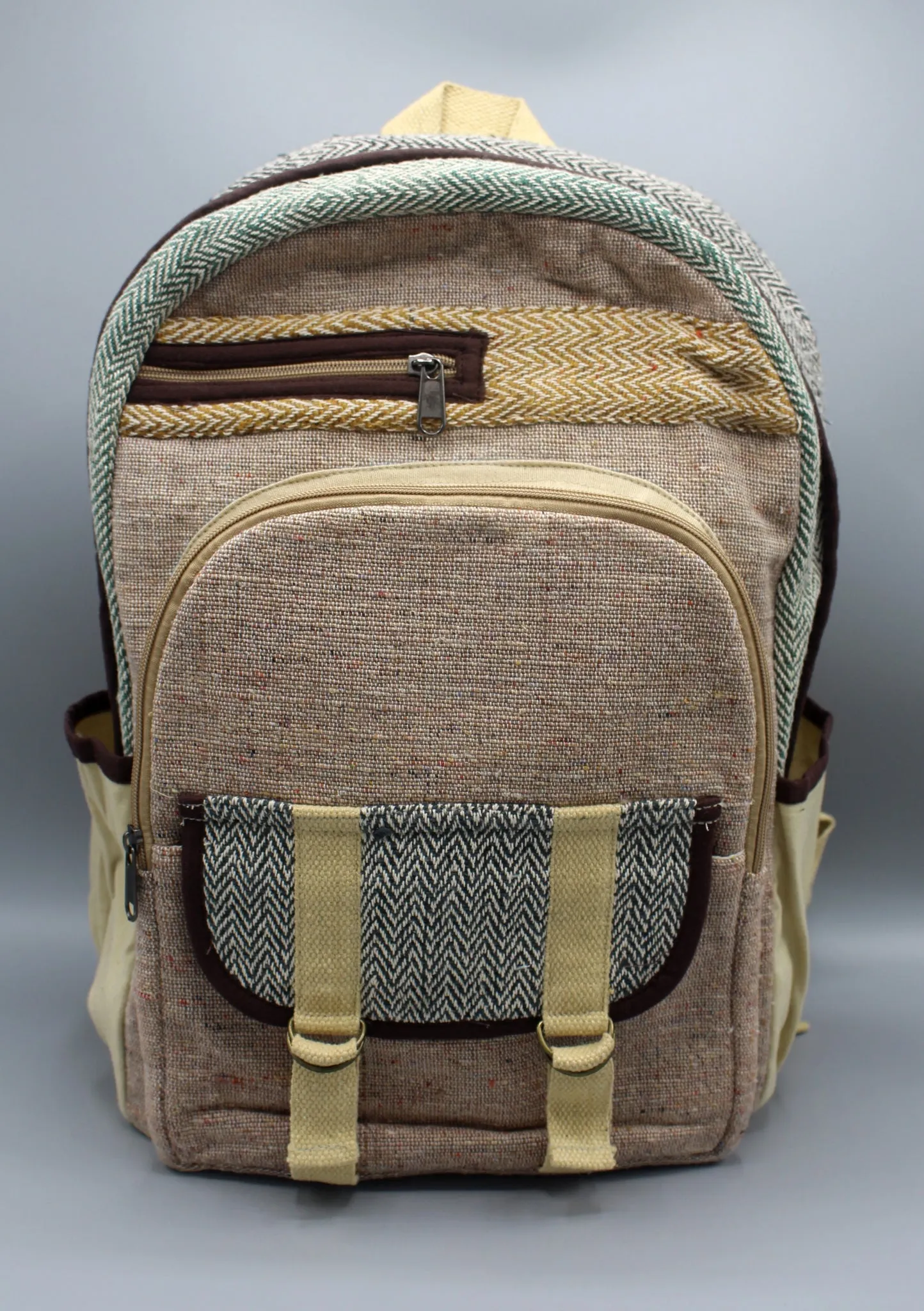 Green Border Earthy Hemp Rucksack