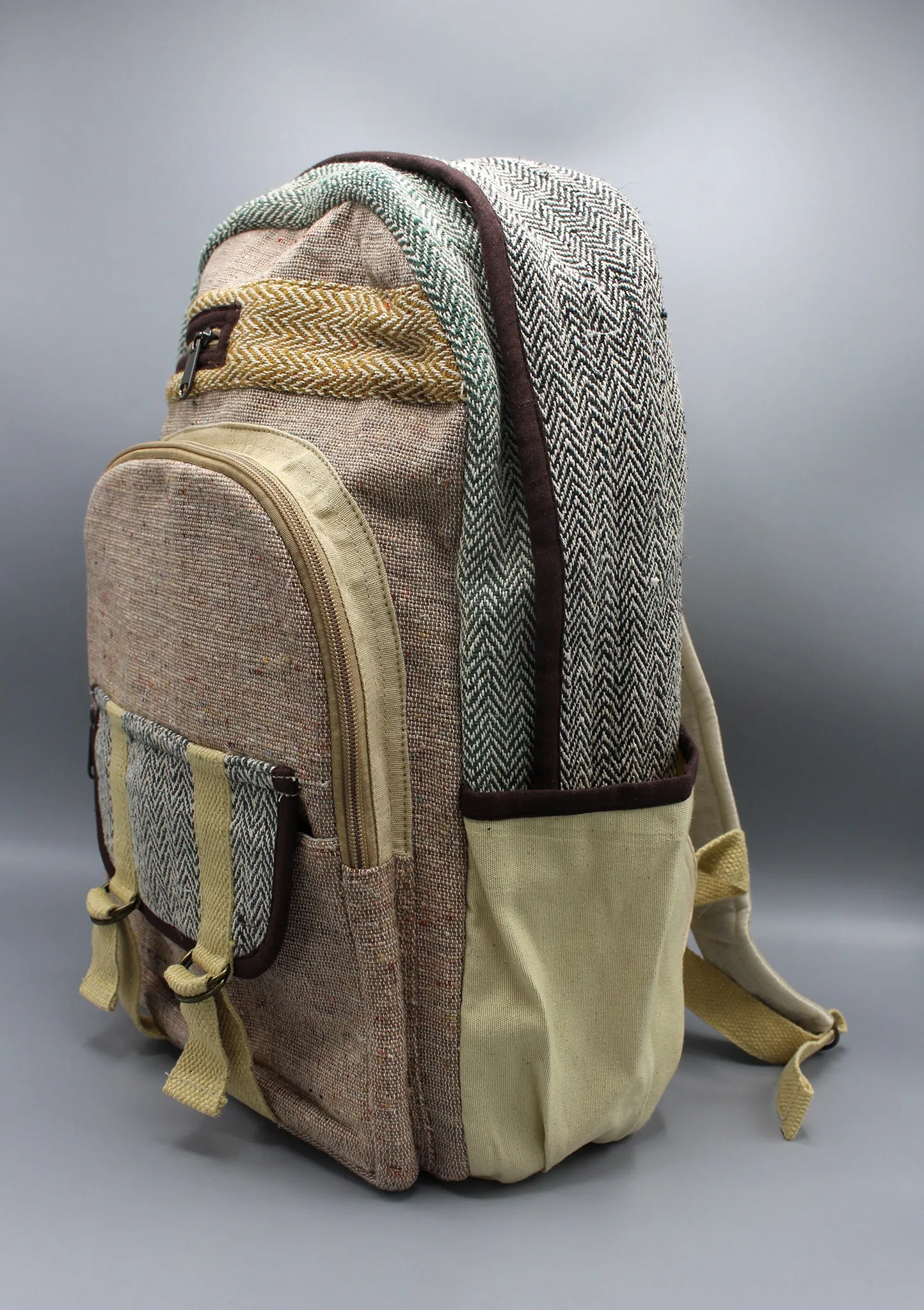 Green Border Earthy Hemp Rucksack