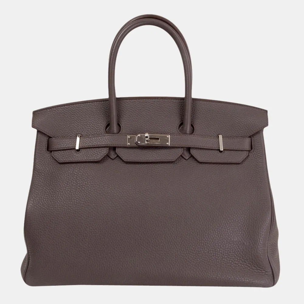 Grey Veau Togo Leather Palladium Hardware Birkin 35 Bag