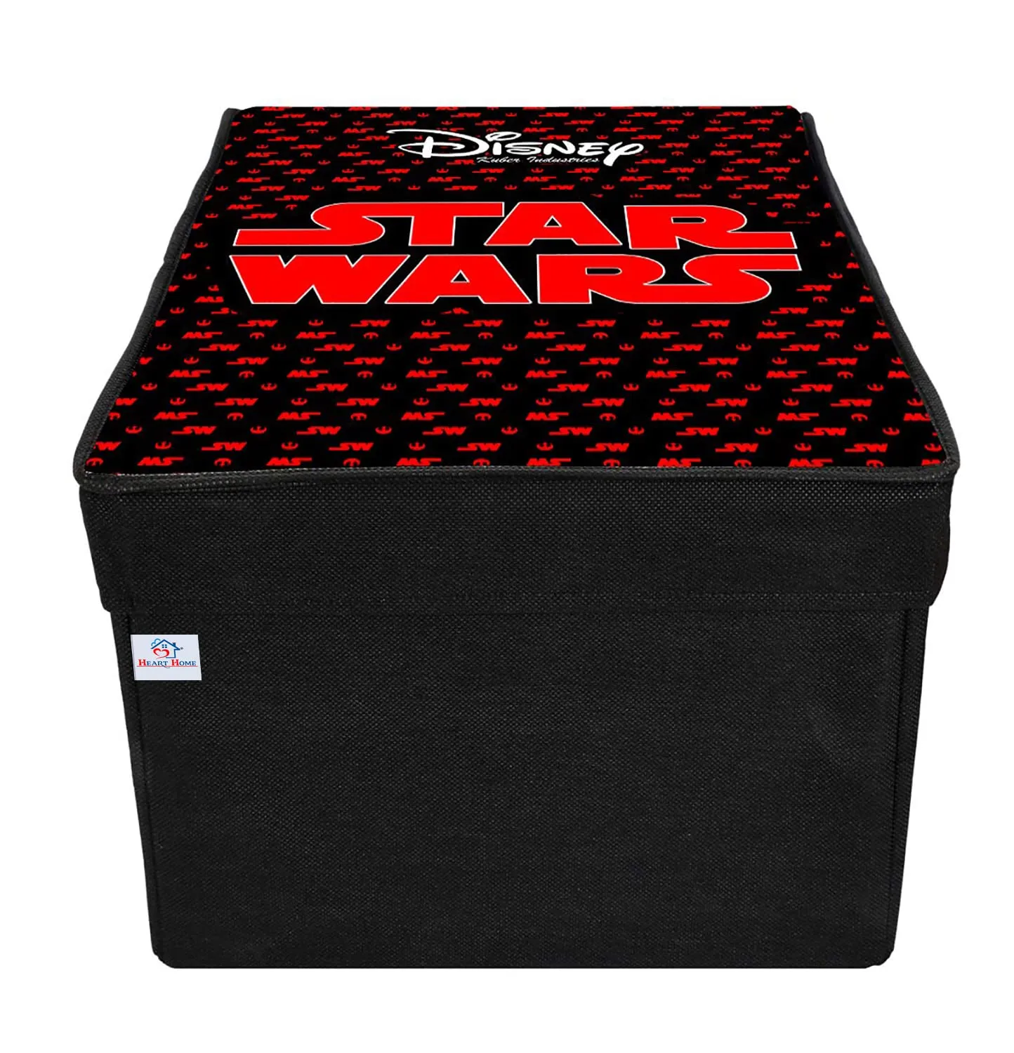 Heart Home Star War Printed Flodable Storage Box/Organizer For Toys, Cloths And Books With Lid & Handle- Pack of 2 (Black)-HS43HEARTH26573