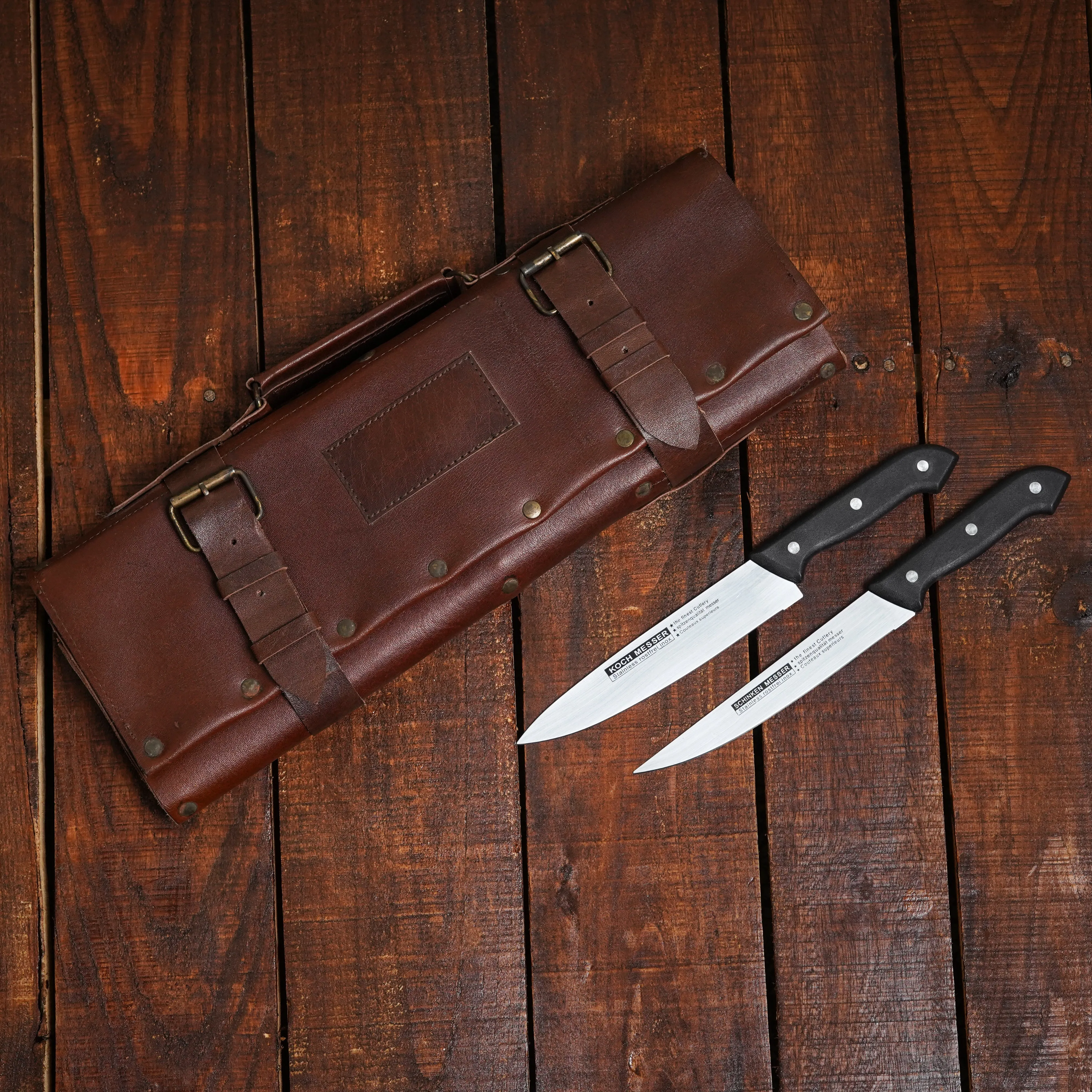 High-Quality Genuine Leather Knife Roll for Professional Chefs