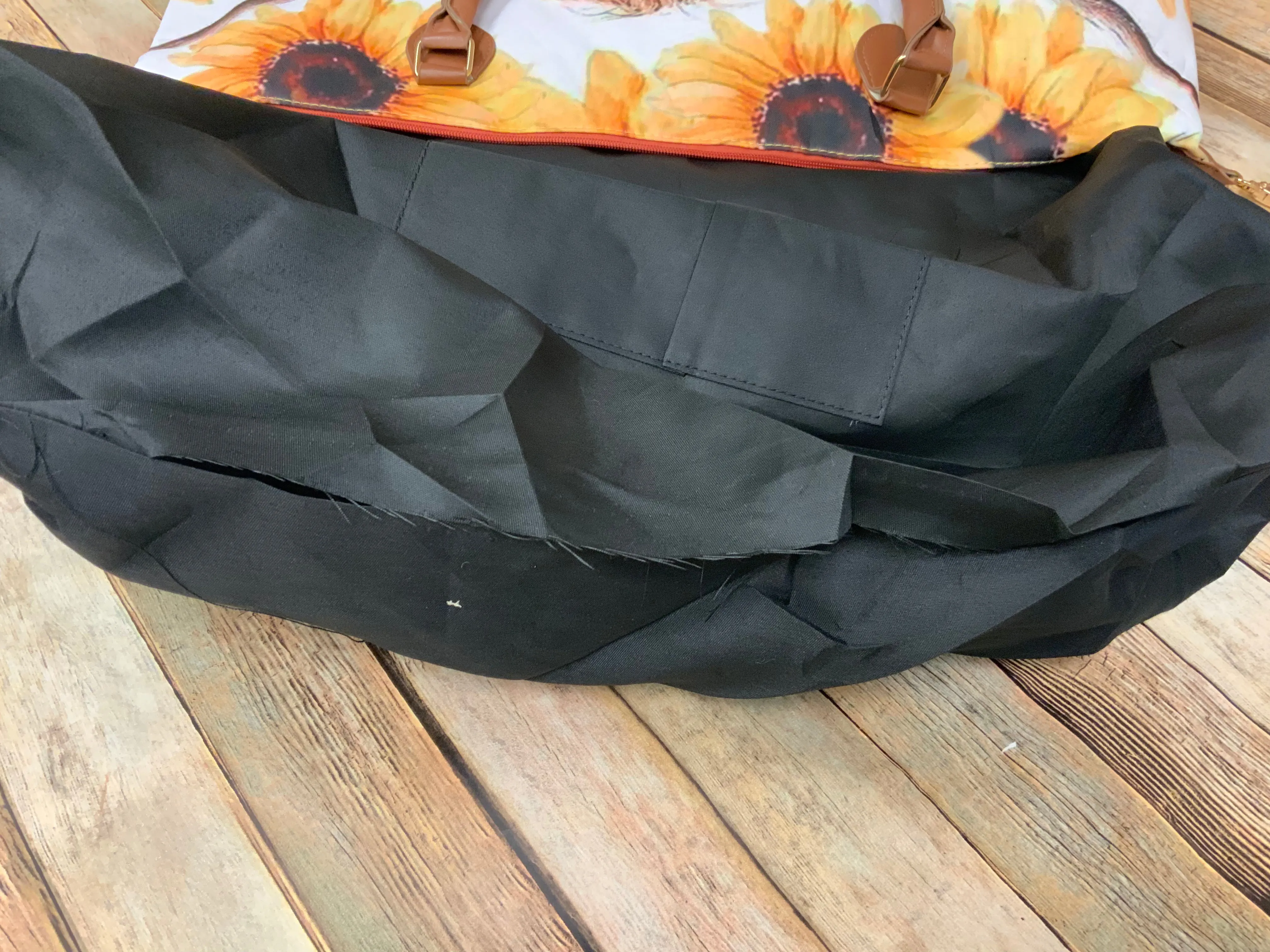Highland Cow and Sunflowers On White Weekender with Faux Leather Handles