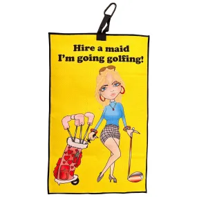 Hire A Maid I'm Going Golfing Waffle Golf Towel