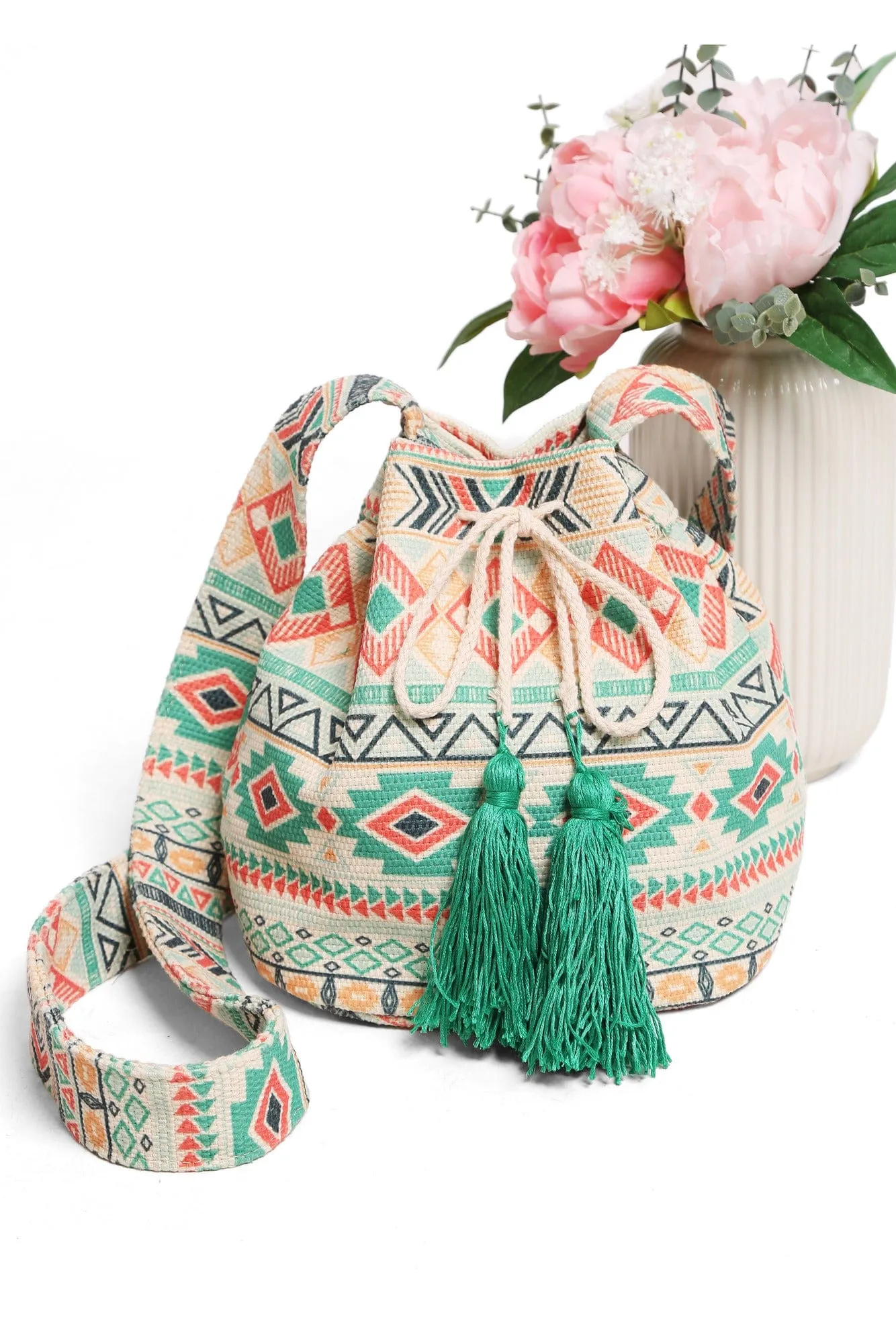 JBG213 Luna Patterned Crossbody Bucket Bag