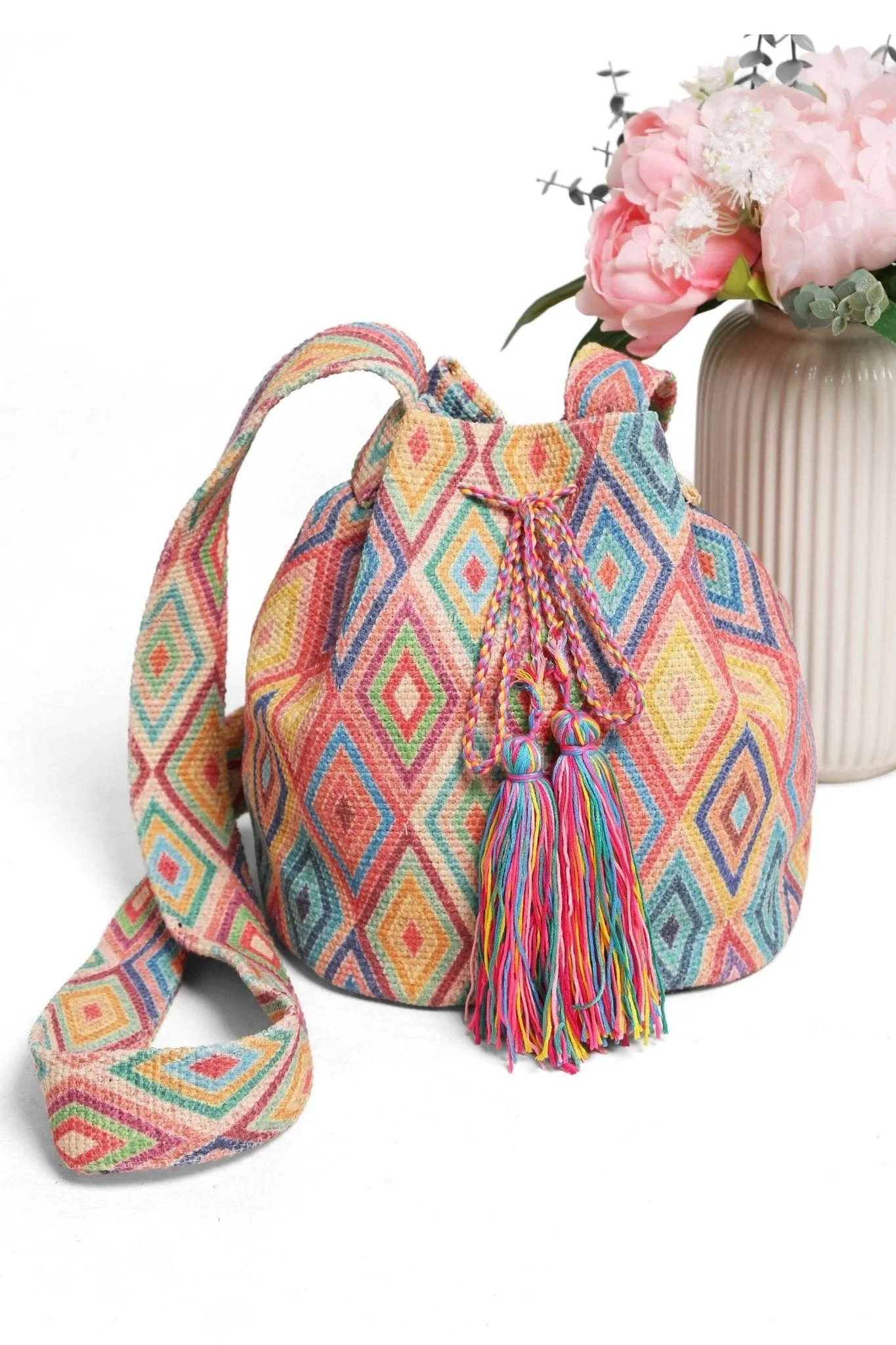 JBG213 Luna Patterned Crossbody Bucket Bag