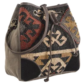 KB269 - KB269-BUCKET BAG Leather and Upcycled Canvas Ladies Bag 13 x 13 - KB269