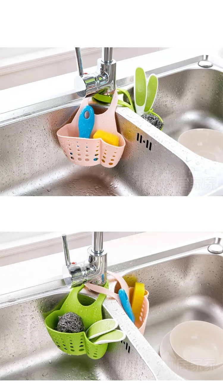 Kitchen Hanging sink Drain Basket Storage Drain Bag Cleaning Brush Toothbrush Holder Soap Sponge Drain Rack Sucker Storage Tool