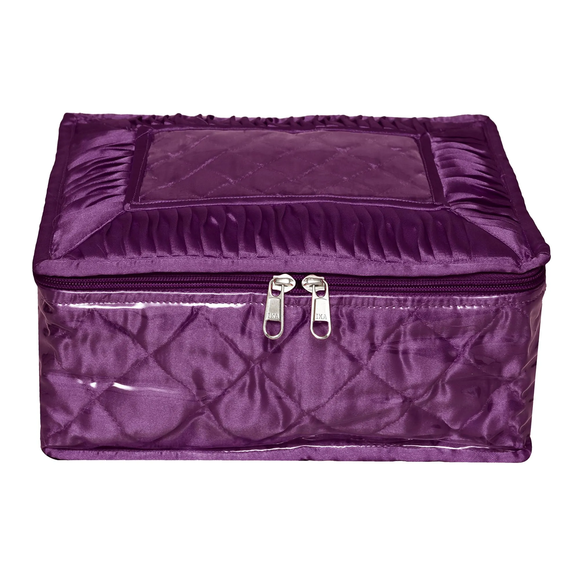 Kuber Industries Makeup Storage Bag | Vanity Organizer | Locker Makeup Kit | Cosmetic Organizer for Travel | Makeup Kit for Woman | 12 Detachable Pouch | Frill Jewellery Organizer | Purple