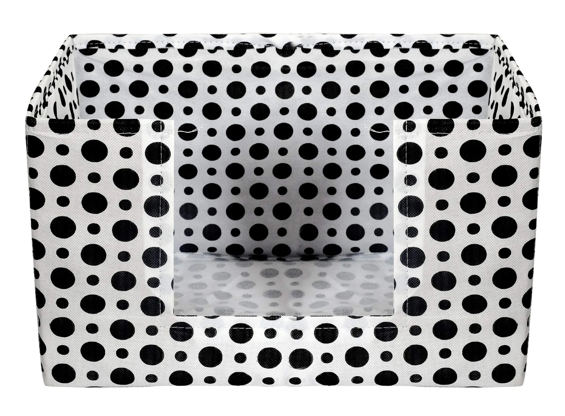 Kuber Industries Polka Dots Print Non-Woven 6 Pieces Shirt Stacker Closet Organizer - Shirts and Clothing Organizer with Handle (Black & White) (KUBMART010452)