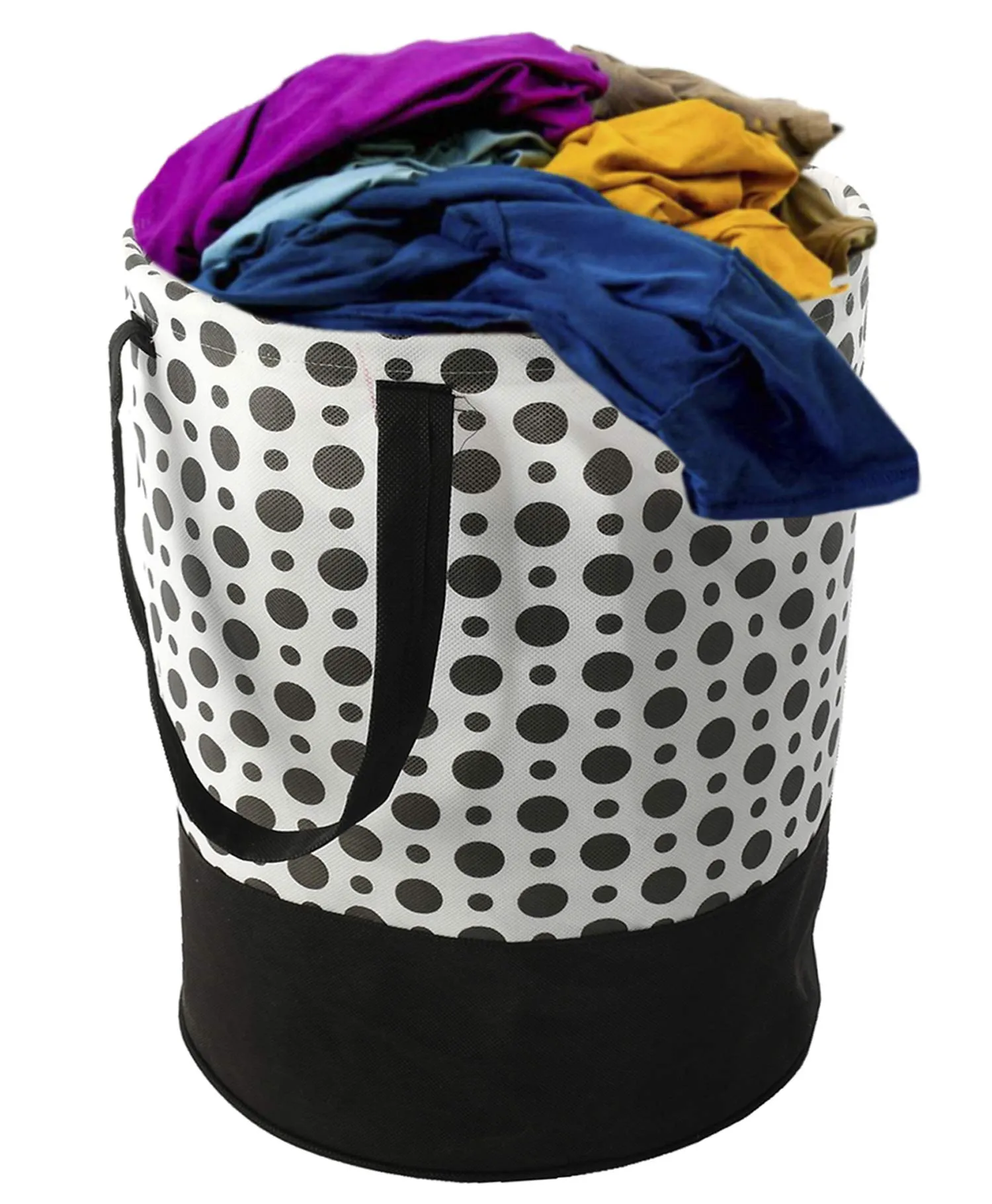 Kuber Industries Polka Dots Printed 2 Pieces Waterproof Canvas Laundry Bag, Toy Storage, Laundry Basket Organizer 45 L (Black & White) - CTKTC044993