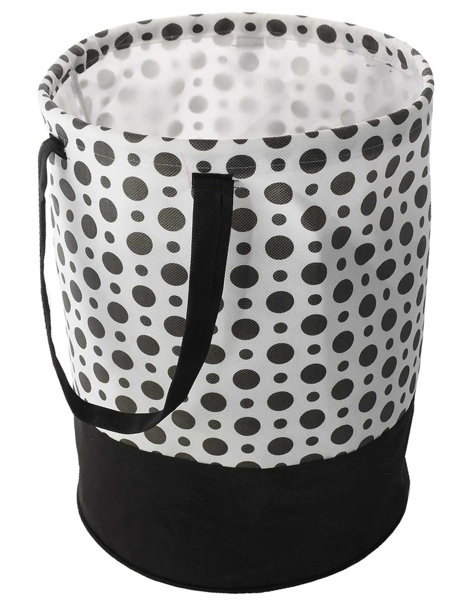 Kuber Industries Polka Dots Printed 2 Pieces Waterproof Canvas Laundry Bag, Toy Storage, Laundry Basket Organizer 45 L (Black & White) - CTKTC044993