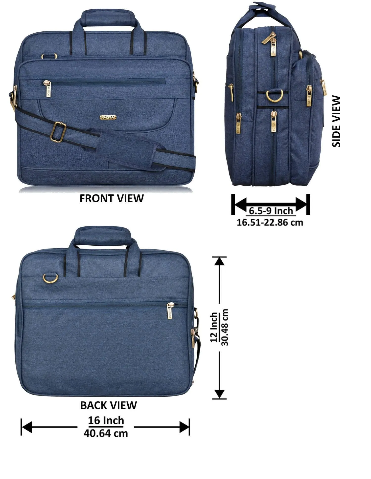 LOREM Blue Linen 28L Laptop Messenger Bag for Men (BG24)