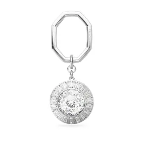 Lucent Rhodium Plated Round Cut Keyring 5669119