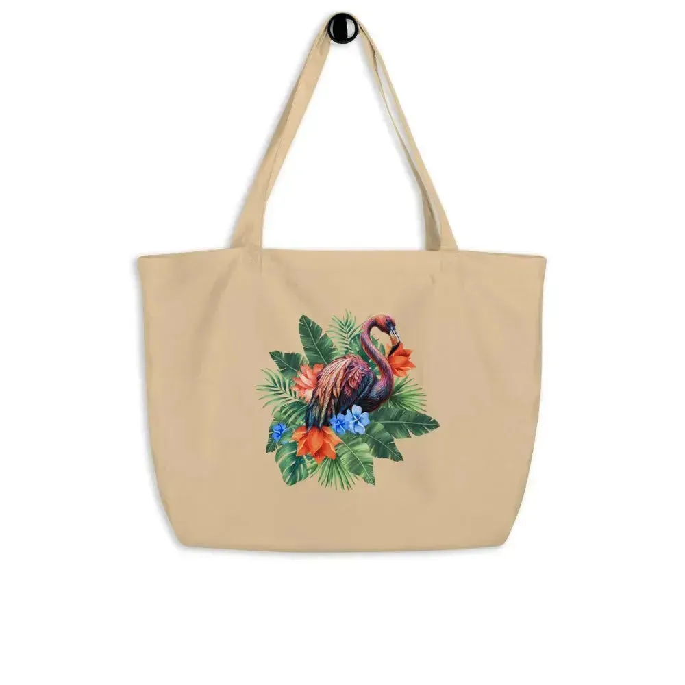 Luxury Aesthetic Floral Flamingo Tote Bag