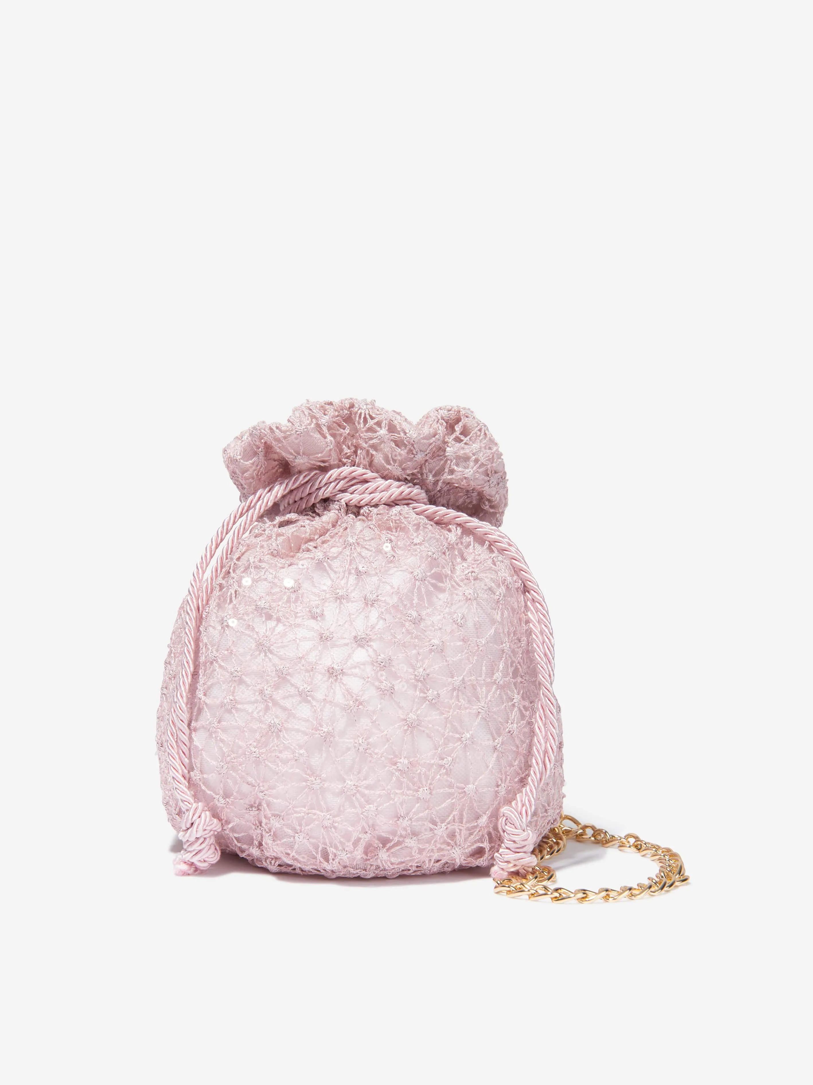 Marchesa Girls Chain Embellished Bucket Bag in Pink