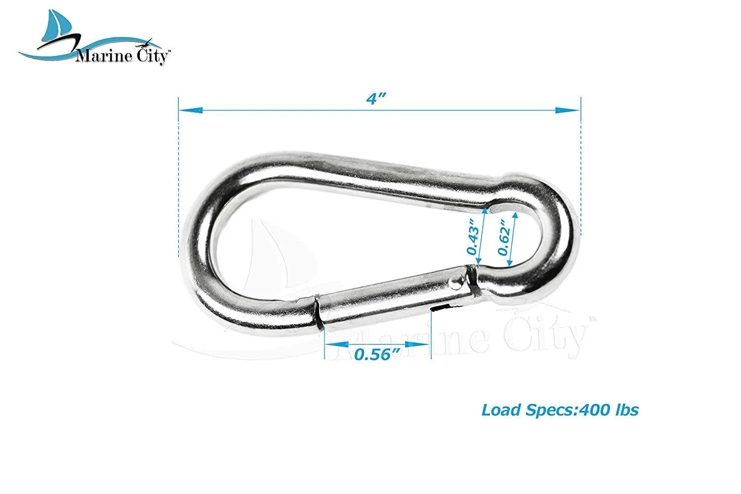 Marine City 316 Stainless-Steel 4” Carabiners/Clip Snap Hook for Climbing, Fishing, Hiking (10pcs)