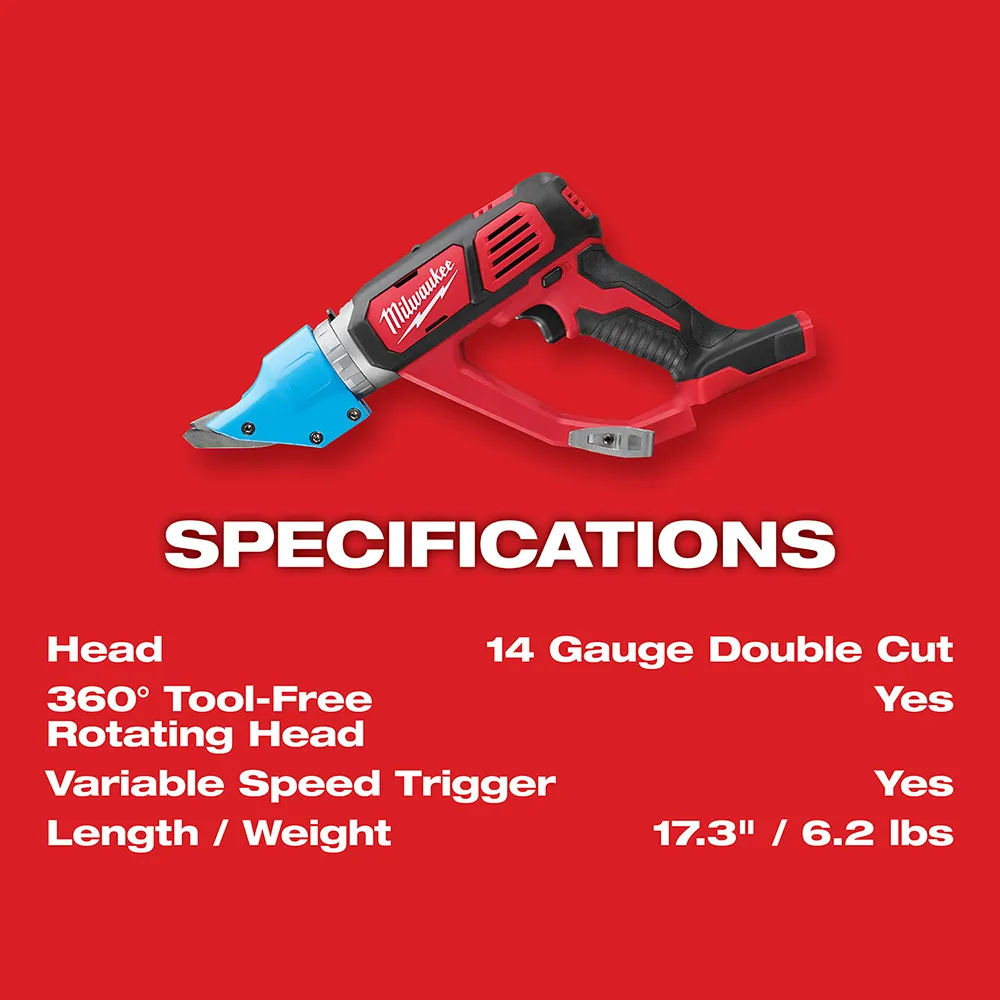 Milwaukee M18 Cordless 14 Gauge Double Cut Shear