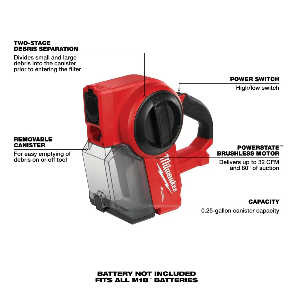 Milwaukee M18 Fuel 18.0V Compact Vacuum