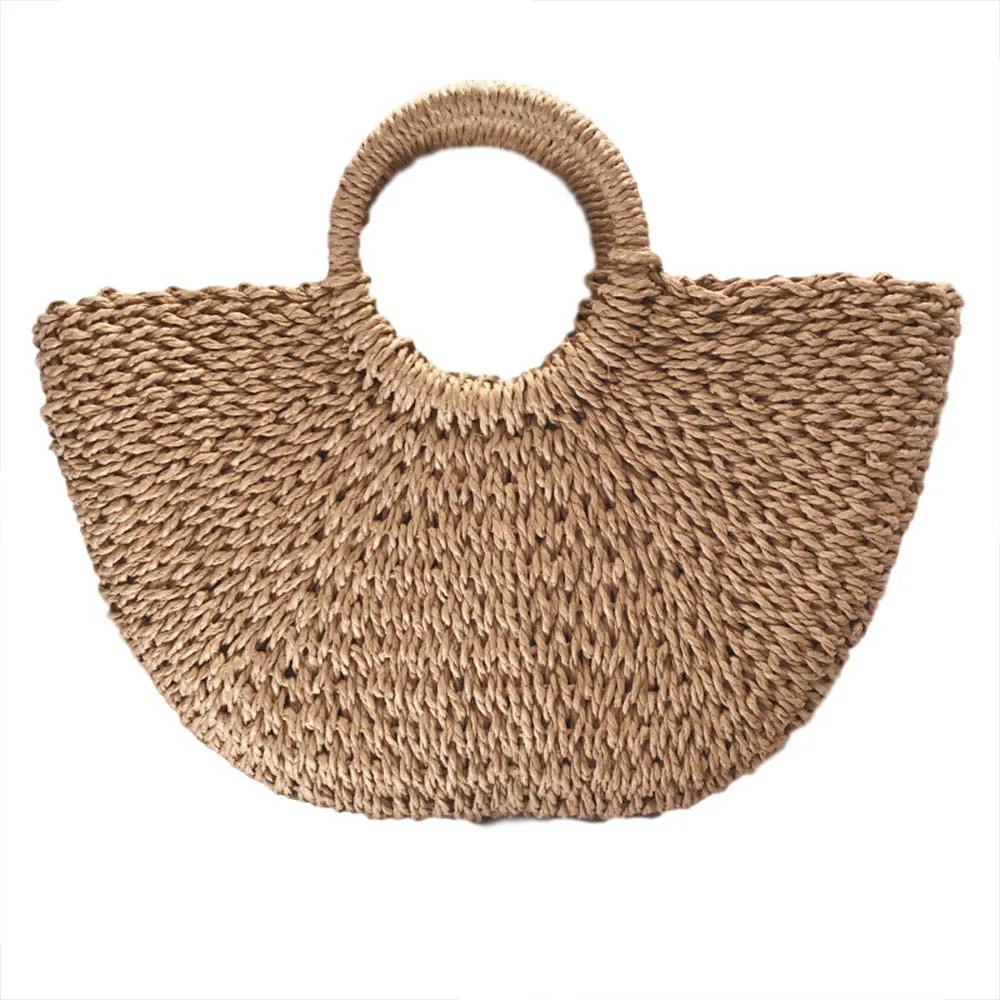 Natural Handwoven Straw Beach Bag