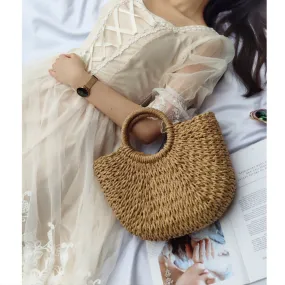 Natural Handwoven Straw Beach Bag