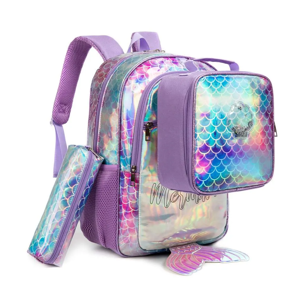 (NET) Mermaid Girls School Backpack Set 3 Pcs