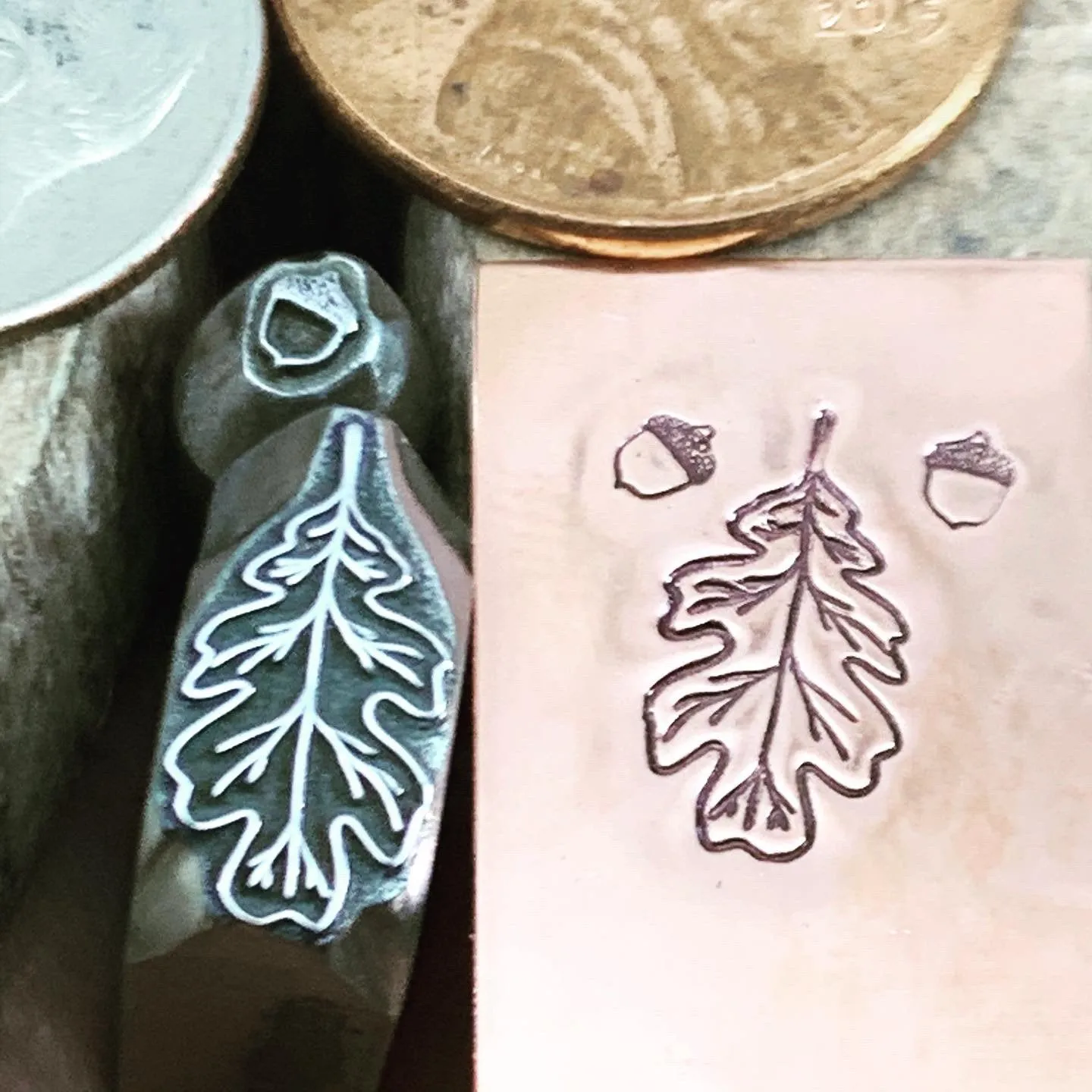 Oak Leaf v1. Raised design. Multiple Sizes. Metal Hand Stamp