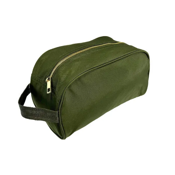 Olive Nylon Brass Traveler Toiletry Bag