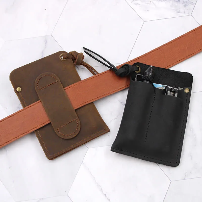 Outdoor Carry Handy Portable EDC Leather Belt Bag