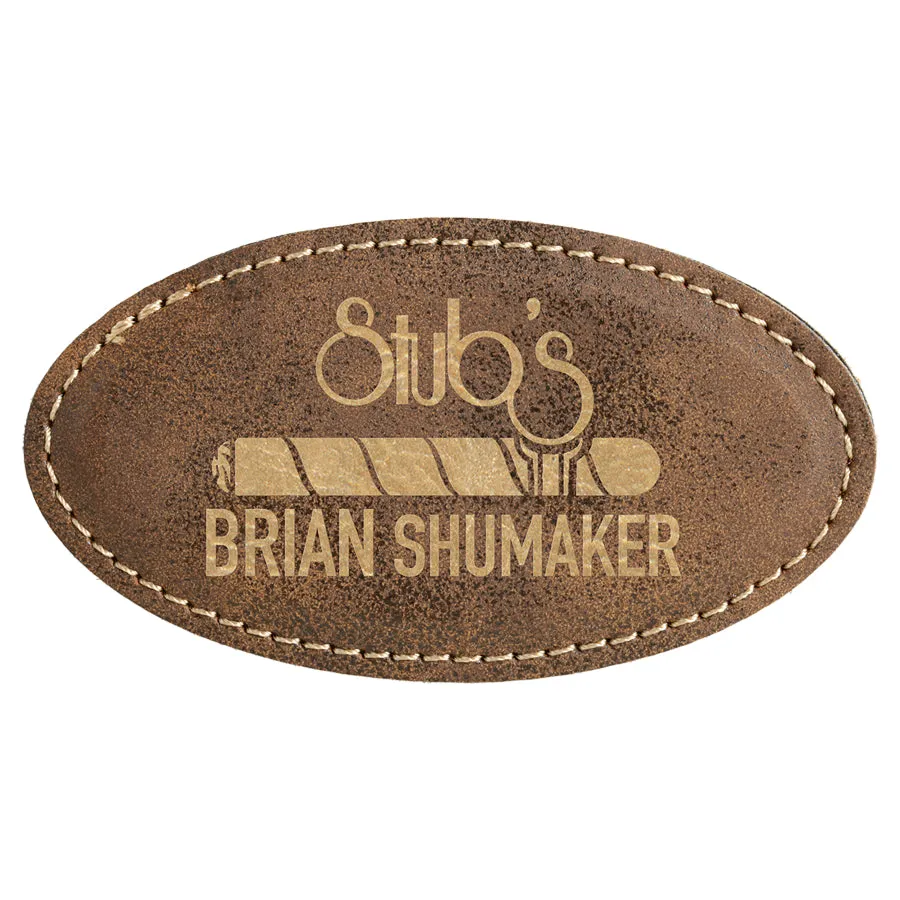 Oval Name Badge - Laser Engraved Faux Leather