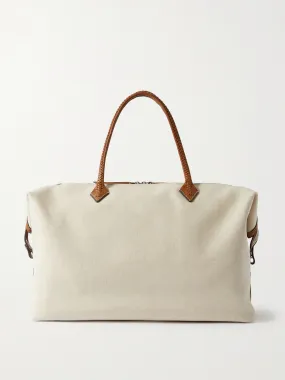 Perriand Weekend leather-trimmed linen-canvas tote