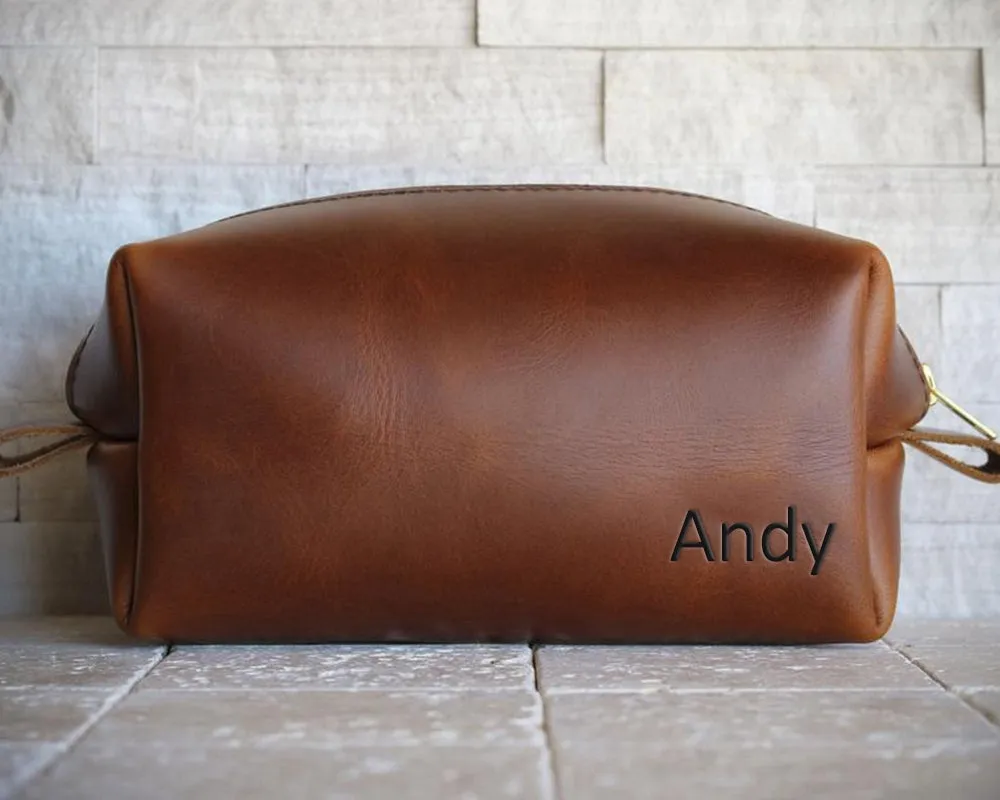 Personalized  Dopp Kit Groomsmen Gift Father Gift for Mens Mens Toiletry Bag Gift for Him Leather Dopp Kit Bag Groom Gift