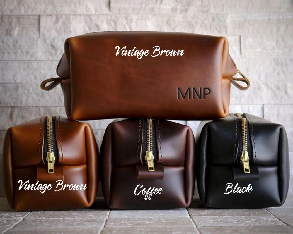 Personalized  Dopp Kit Groomsmen Gift Father Gift for Mens Mens Toiletry Bag Gift for Him Leather Dopp Kit Bag Groom Gift