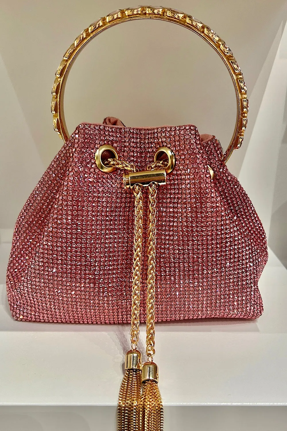 Pink Diamante Bucket Bag