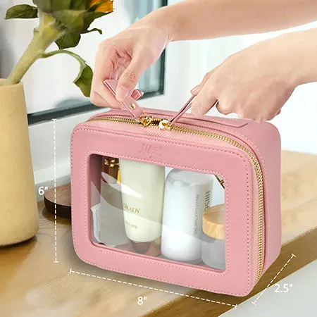 Pink NGIL Clear Faux Leather Toiletry Bag