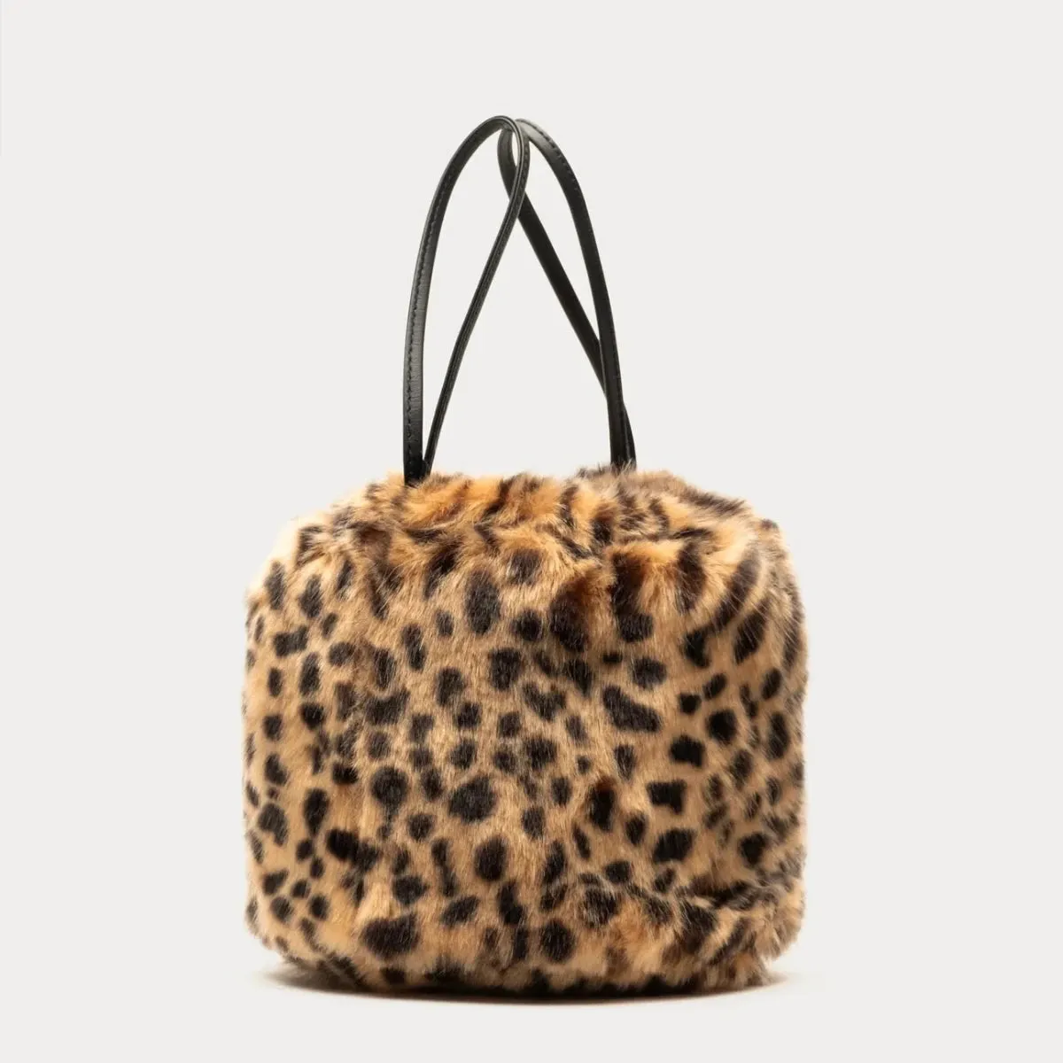 Pouf Bag Cheetah Print Faux Fur - Brown/Multi