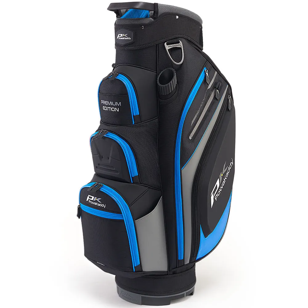 PowaKaddy Premium Edition Cart Bag - Black/Gun Metal/Blue