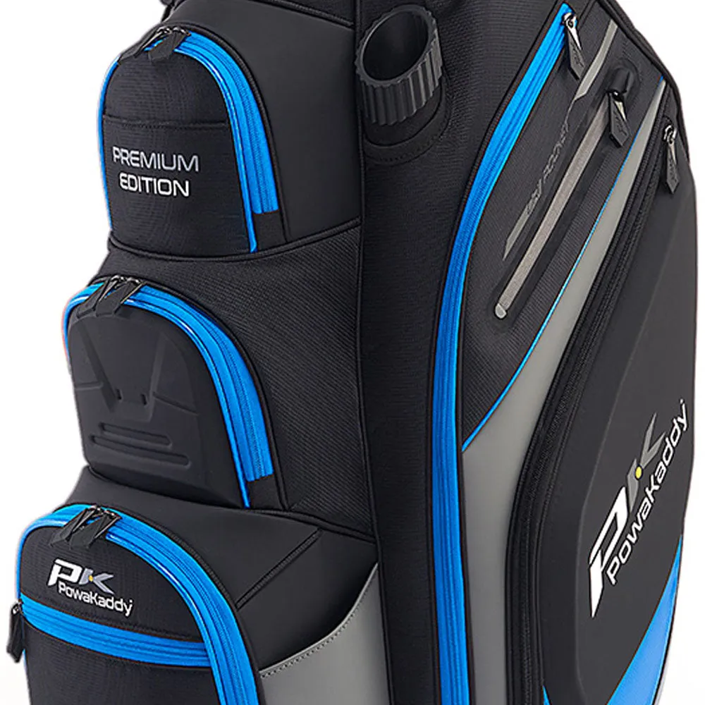 PowaKaddy Premium Edition Cart Bag - Black/Gun Metal/Blue