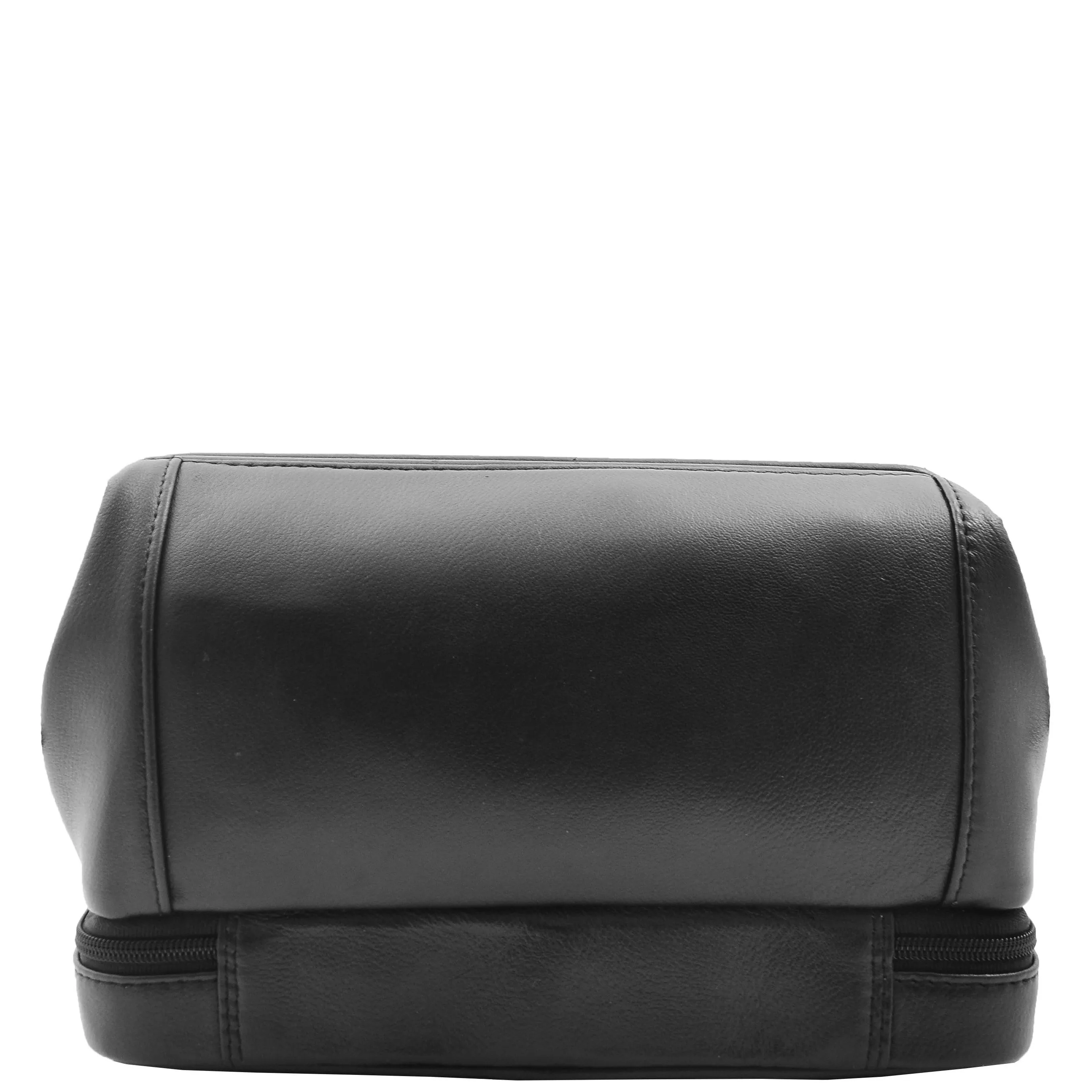 Real Black Leather Toiletry Wash Bag Cosmetic Shaving Kit Travel Pouch Neil