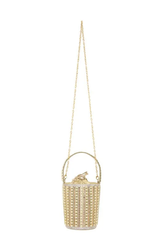 Rhinestone Cylinder Shaped Bucket bag