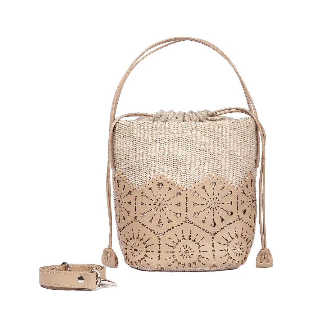 Roberta Gandolfi Giulia Raffia Lace Bucket Bag - Sangallo Edition