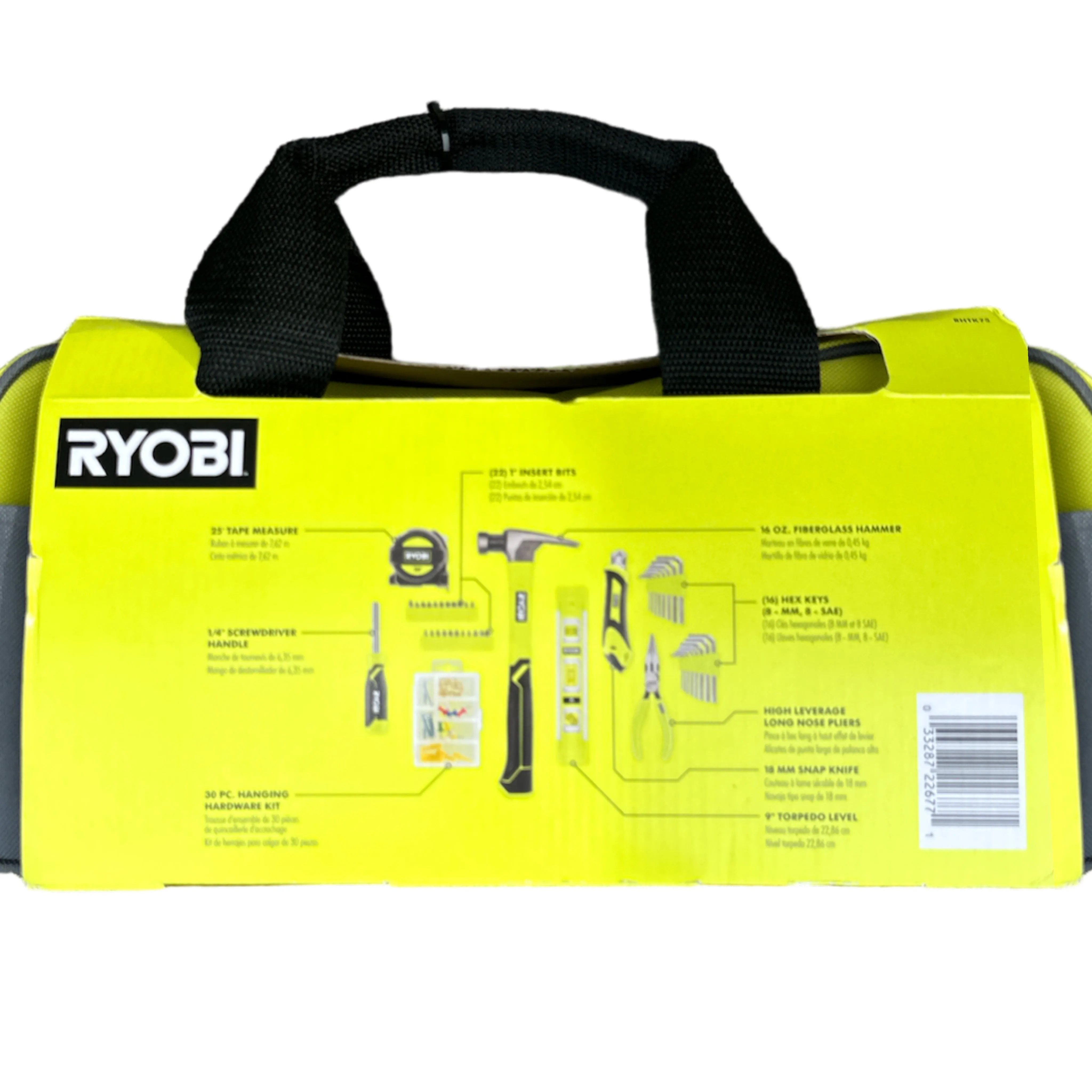 RYOBI 75 Pc. Homeowners Hand Tool Kit with Bag