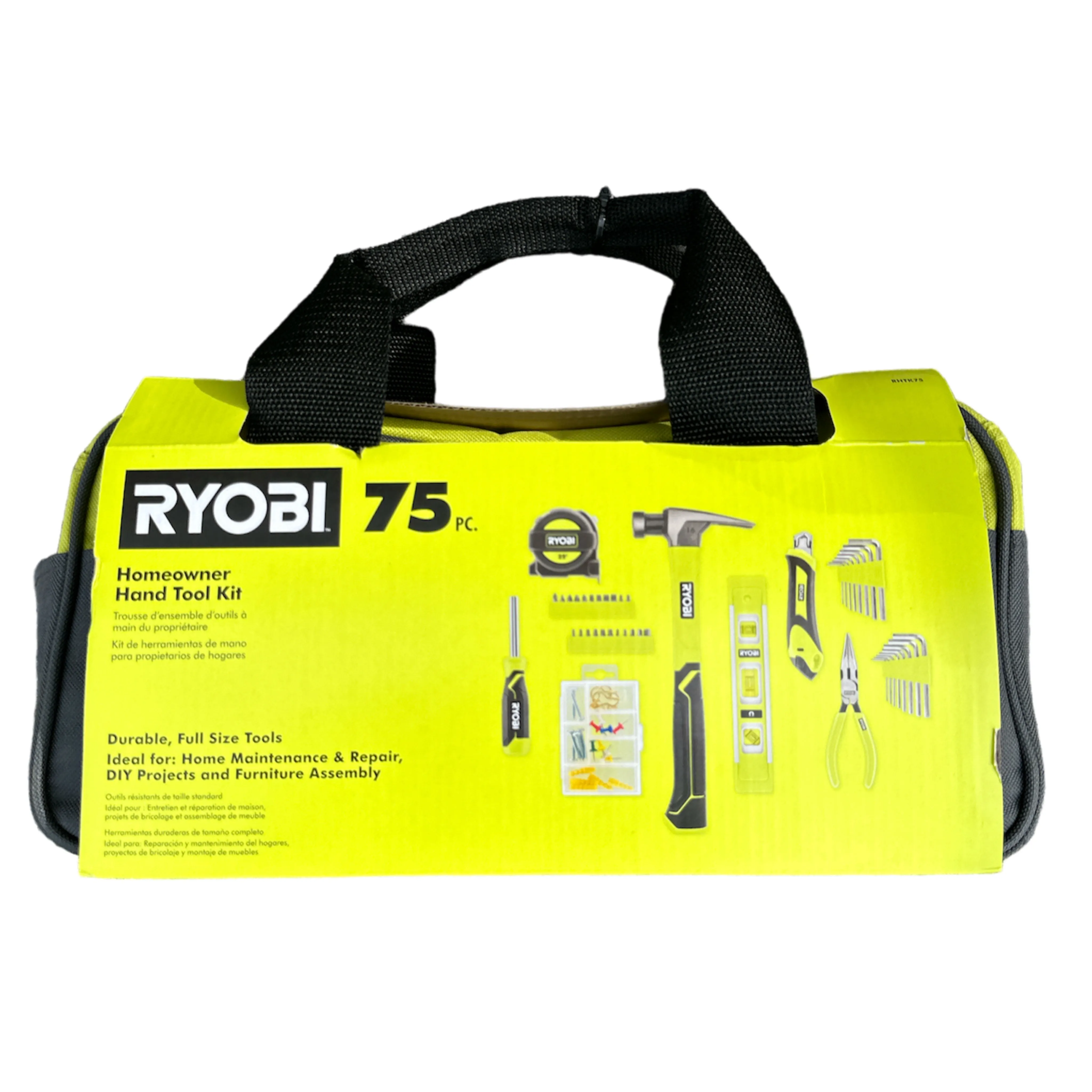 RYOBI 75 Pc. Homeowners Hand Tool Kit with Bag