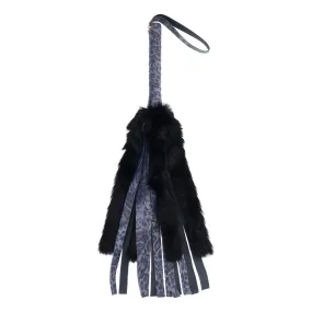 Sex & Mischief Cougar Faux Fur Flogger - Navy Blue/Black Furry Flogger Whip