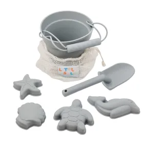 Silicone Beach Bucket and Spade 6 Pc Set - Powder Blue