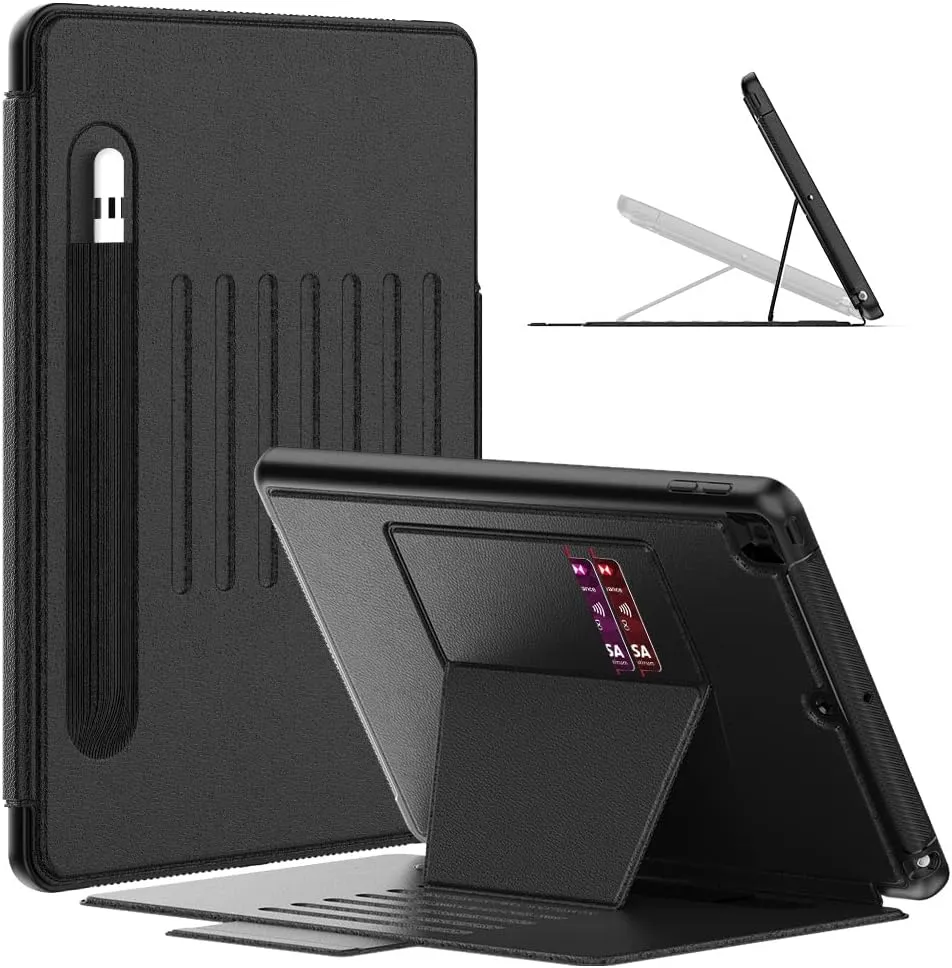 Smart Magnetic Leather Case with Pencil Holder Card Slot For iPad