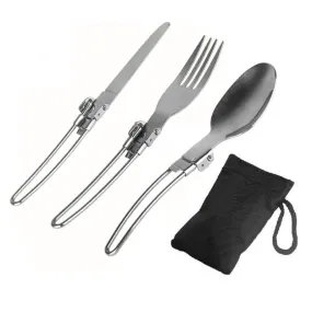 Stainless Steel Fork Spoon Knife Travel Camping Cutlery Tools Tableware for Outdoor Camping Hiking Fork Spoon Knife Set