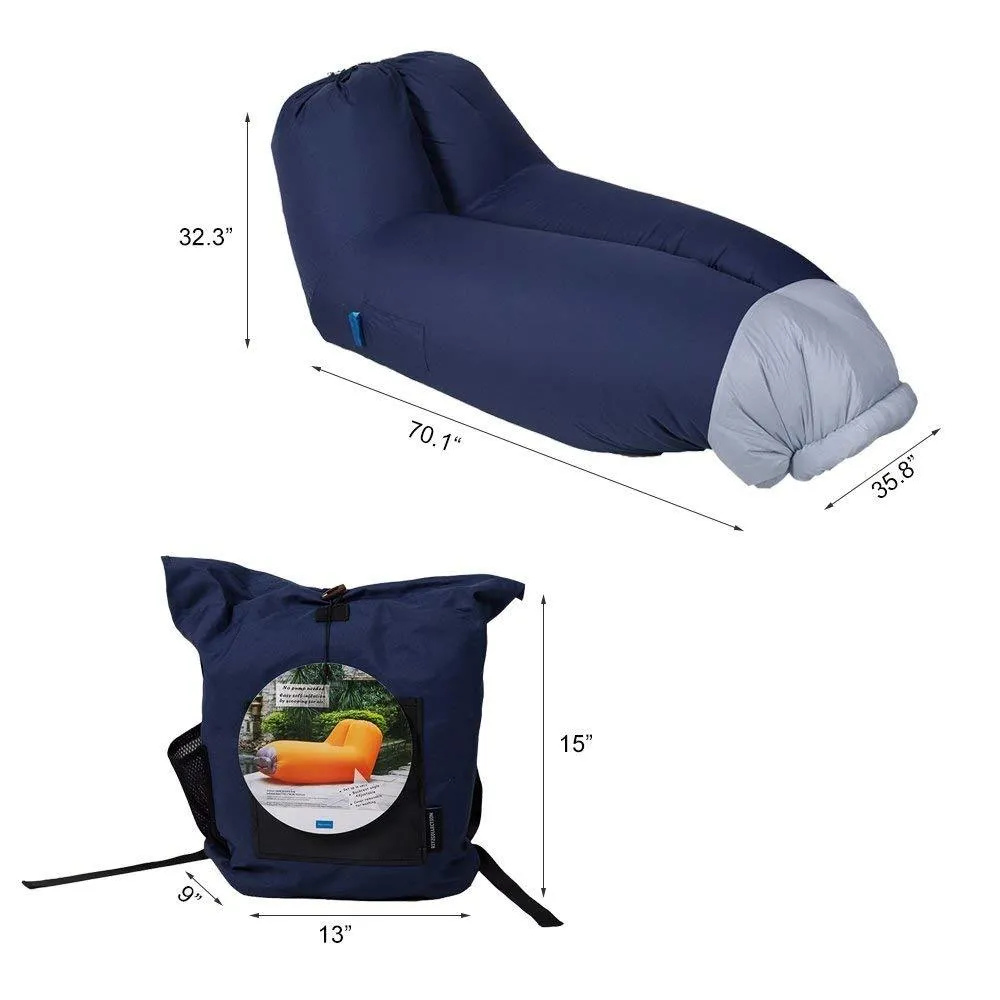 Summer Outdoor Inflatable Lounger Seat Air Mattress Lounge Chair Sofa with Storage Bag