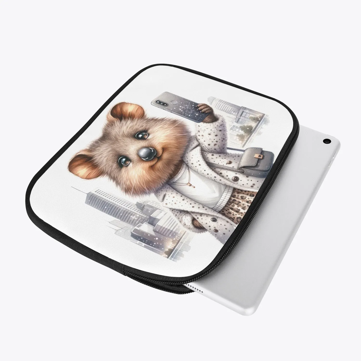 Tablet Sleeve - Australian Animals - Quokka - Travelling