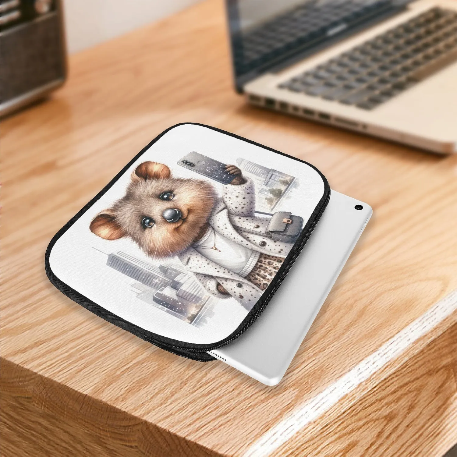 Tablet Sleeve - Australian Animals - Quokka - Travelling