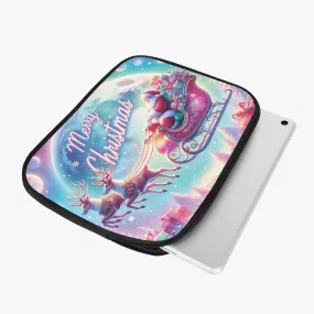 Tablet Sleeve - Christmas, Merry Christmas, Santa and Reindeer